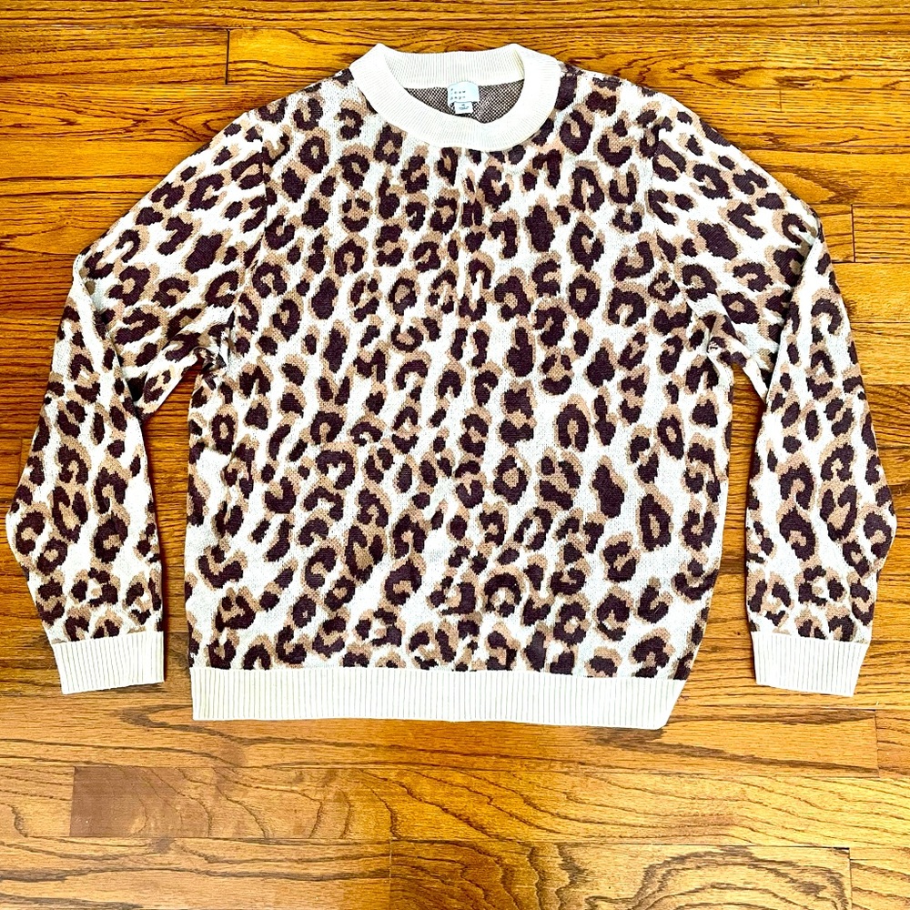 Target A New Day Knit Leopard Print Crew Neck Sweater Women’s Medium NWOT